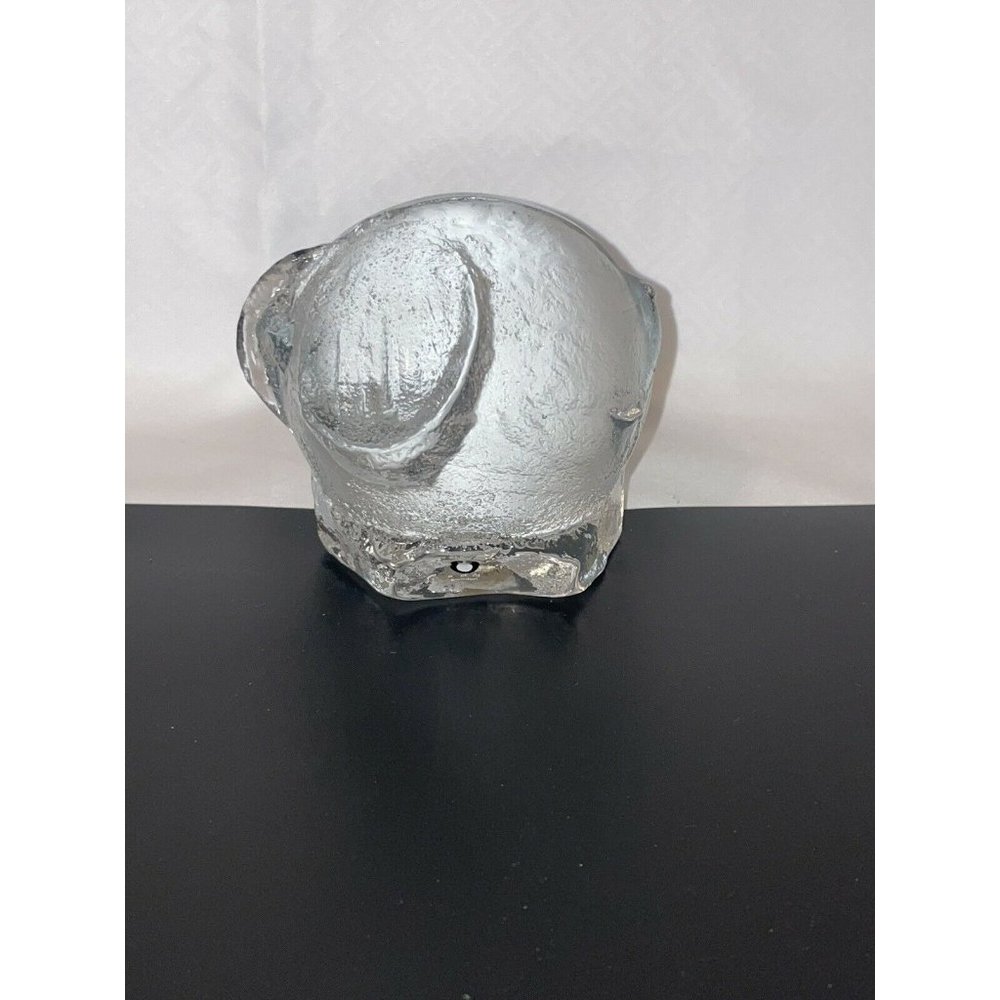 Vintage Pukeberg Sweden Clear Art Glass 3" Elephant Paperweight Sculpture